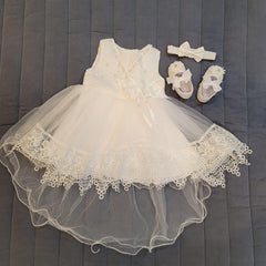Satine White Laced Baptismal Dress & Accessories | The Nest Attachment Parenting Hub