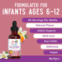 MaryRuth's Infant Multivitamin + Iron Drops Vanilla Orange 60ml (6-12mo)