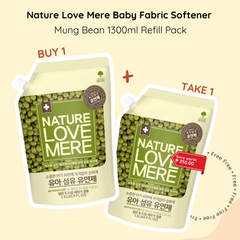 Nature Love Mere Baby Fabric Softener - Mung Bean 1300ml Refill Pack | Bundle of 2