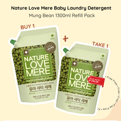 Nature Love Mere Baby Laundry Detergent - Mung Bean 1300ml Refill Pack | Bundle of 2