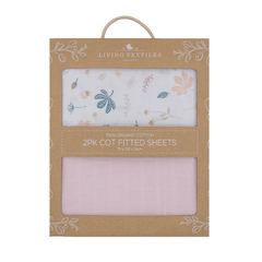 Living Textiles Organic Muslin 2-pack Cot Fitted Sheets | The Nest Attachment Parenting Hub