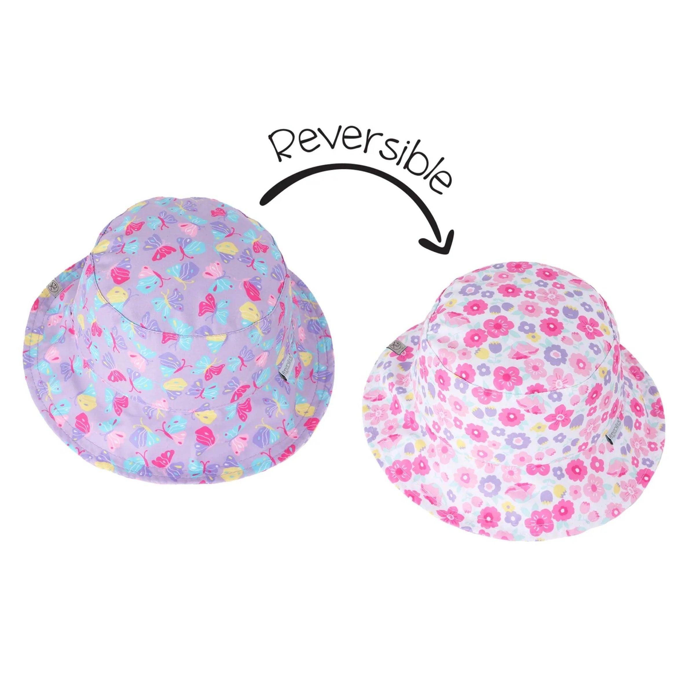 FlapJackKids UPF50 Reversible Sun Hat- Butterfly & Summer Floral | The Nest Attachment Parenting Hub