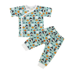 Bamberry Short Sleeves Kimono Pajama Set - Halloween Aqua | The Nest Attachment Parenting Hub
