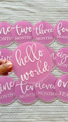 Blooming Wisdom Hello World Monthly Milestone Acrylic Discs | The Nest Attachment Parenting Hub