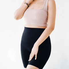 Carry-On Baby High Waist Postpartum Tummy Control Biker Shorts | The Nest Attachment Parenting Hub