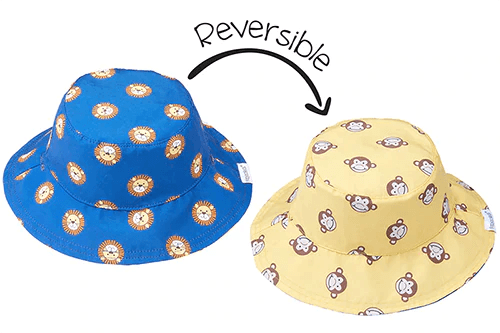 FlapJackKids Reversible Baby & Kids Patterned Sun Hat Lion & Monkey | The Nest Attachment Parenting Hub