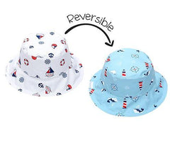 FlapJackKids Reversible Baby & Kids Patterned Sun Hat - Nautical | The Nest Attachment Parenting Hub