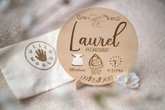 Hello World Baby Birth Details Disc | The Nest Attachment Parenting Hub