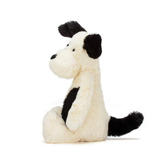 Jellycat Bashful Black and Cream Puppy Medium | The Nest Attachment Parenting Hub