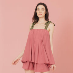 La Señorita Stella Shorts Set (Old Rose/Green) | The Nest Attachment Parenting Hub