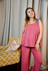 La Señorita Stephanie Pants Set (Old Rose/Blue) | The Nest Attachment Parenting Hub