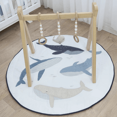 Living Textiles Round Play Mat with Milestone Cards - Oceana | The Nest Attachment Parenting Hub
