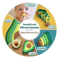 LuluBaby Avocado Silicone Teether Stacking Toy | The Nest Attachment Parenting Hub