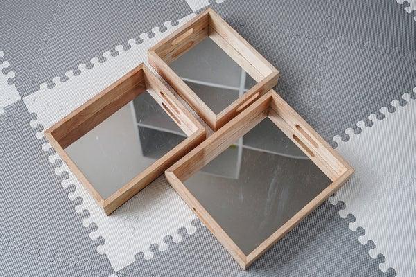 QToys Rectangular Mirror Trays (set of 3) 653 | The Nest Attachment Parenting Hub