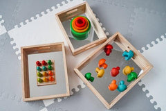 QToys Rectangular Mirror Trays (set of 3) 653 | The Nest Attachment Parenting Hub