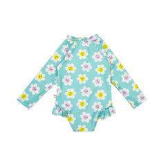 Zoocchini UPF50 Girls Rashguard Swimsuit- Daisies