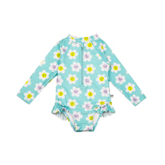Zoocchini UPF50 Girls Rashguard Swimsuit- Daisies