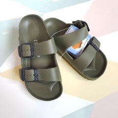 Slip-on Adjustable & Lightweight Slippers - Dark Green | The Nest Attachment Parenting Hub