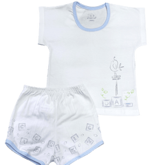 St. Patrick Woodlands Seki Shirt and Shorts White/Blue | The Nest Attachment Parenting Hub