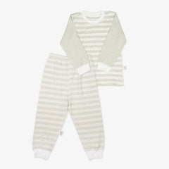 Yoji Long Sleeve Shirt and Pajama Set Green Striped | The Nest Attachment Parenting Hub