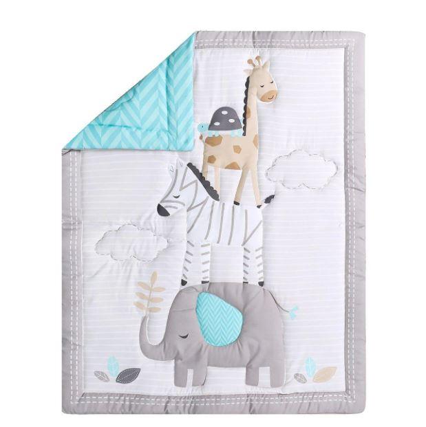Juju Nursery Balancing Animals 7-Piece Crib Bedding Set | The Nest Attachment Parenting Hub