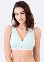 Mamaway Antibacterial Crossover Sleeping & Nursing Bra Blue 170822B | The Nest Attachment Parenting Hub