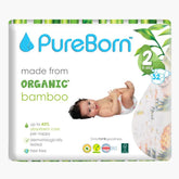 PureBorn Size 2 - Small Tape Bamboo Diapers (3-6kg) | The Nest Attachment Parenting Hub