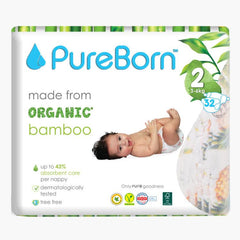 PureBorn Size 2 - Small Tape Bamboo Diapers (3-6kg) | The Nest Attachment Parenting Hub