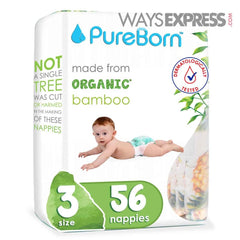 PureBorn Size 3 - Medium Tape Bamboo Diapers (5-8kg) | The Nest Attachment Parenting Hub