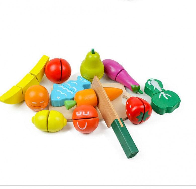 Toy Tinkr Wooden Fruits & Vegetable Cutting Set | The Nest Attachment Parenting Hub