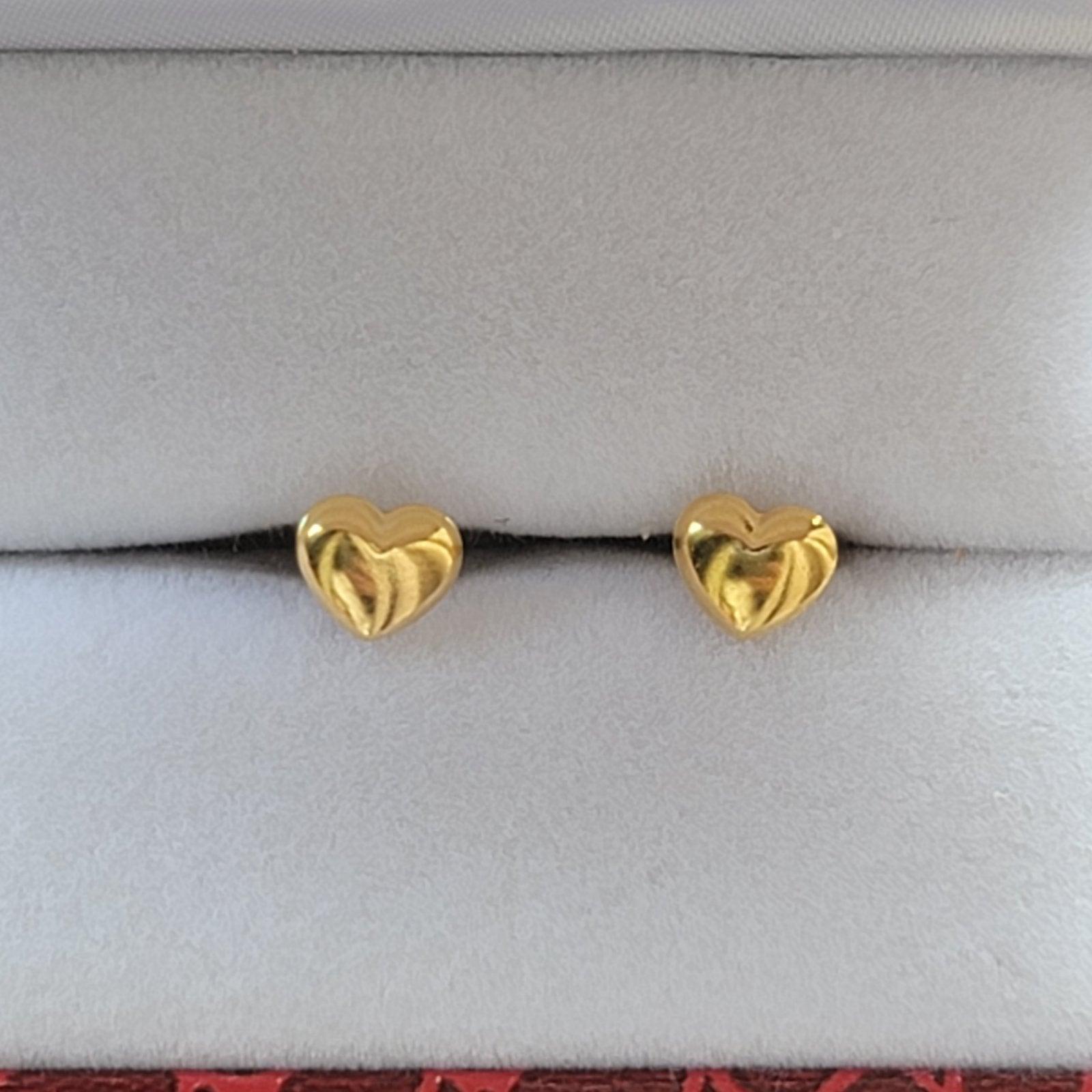 18k Yellow Gold Heart Stud Earrings | The Nest Attachment Parenting Hub