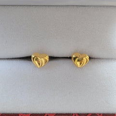 18k Yellow Gold Heart Stud Earrings | The Nest Attachment Parenting Hub
