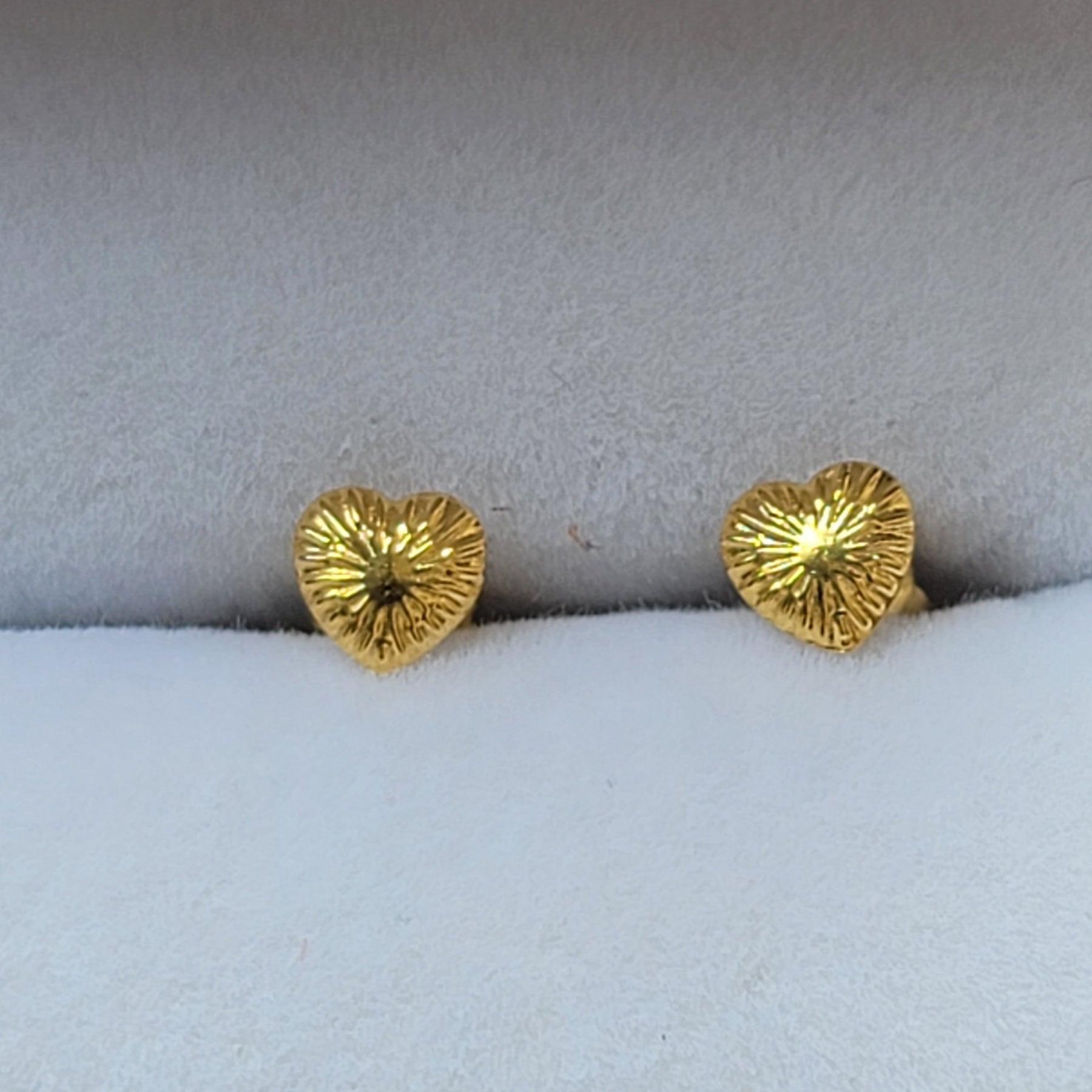 18k Yellow Gold Heart Stud Earrings | The Nest Attachment Parenting Hub