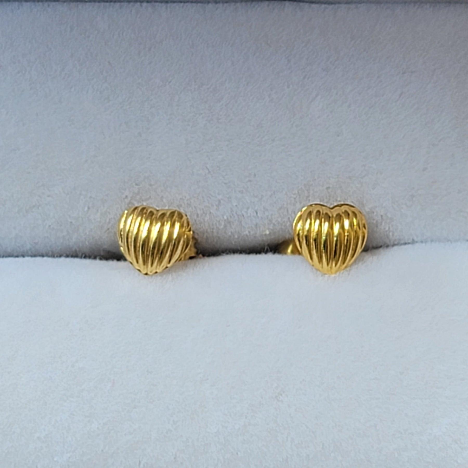 18k Yellow Gold Heart Stud Earrings | The Nest Attachment Parenting Hub