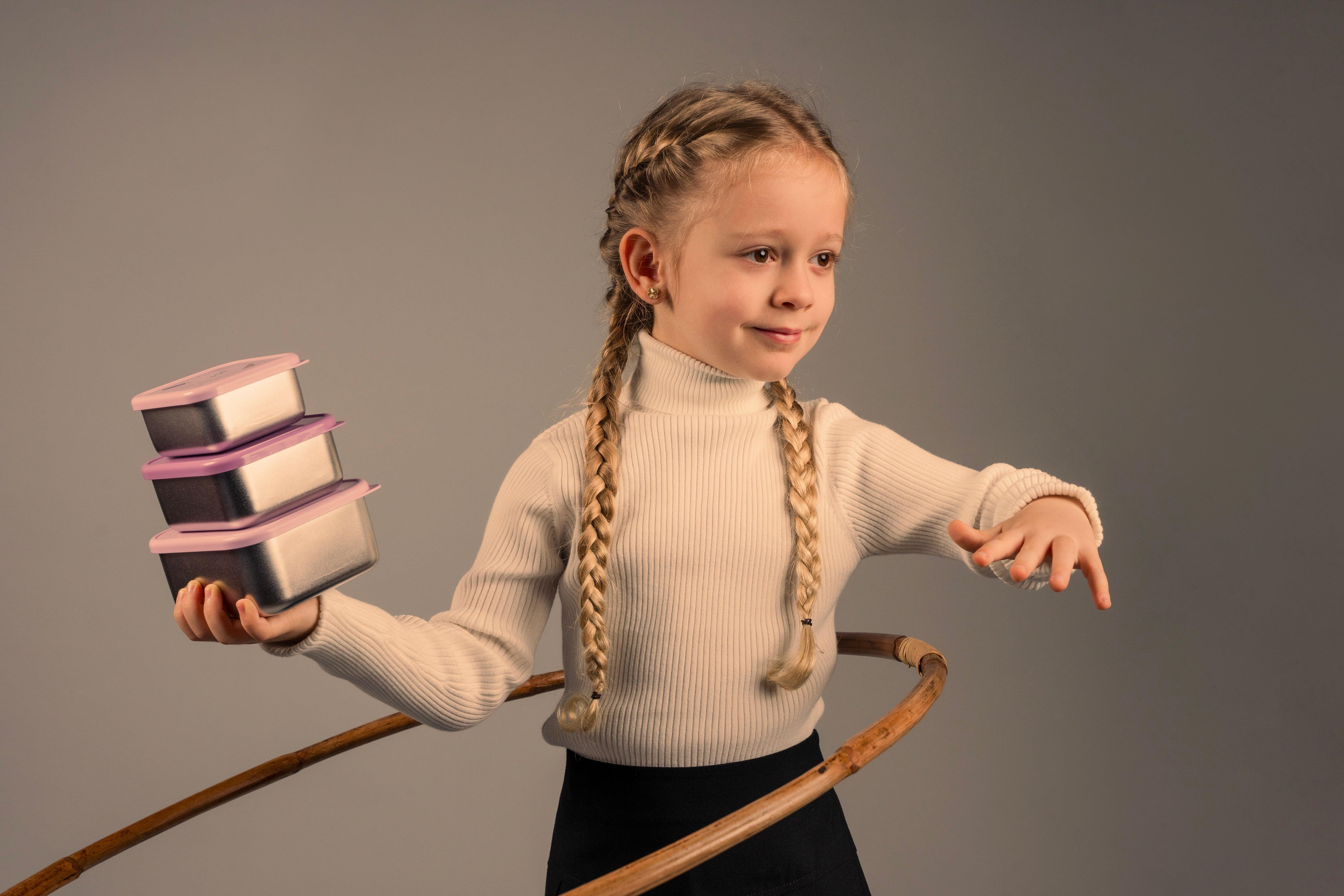 Citron Stackable Stainless steel Lunchbox Set of 3 | The Nest Attachment Parenting Hub