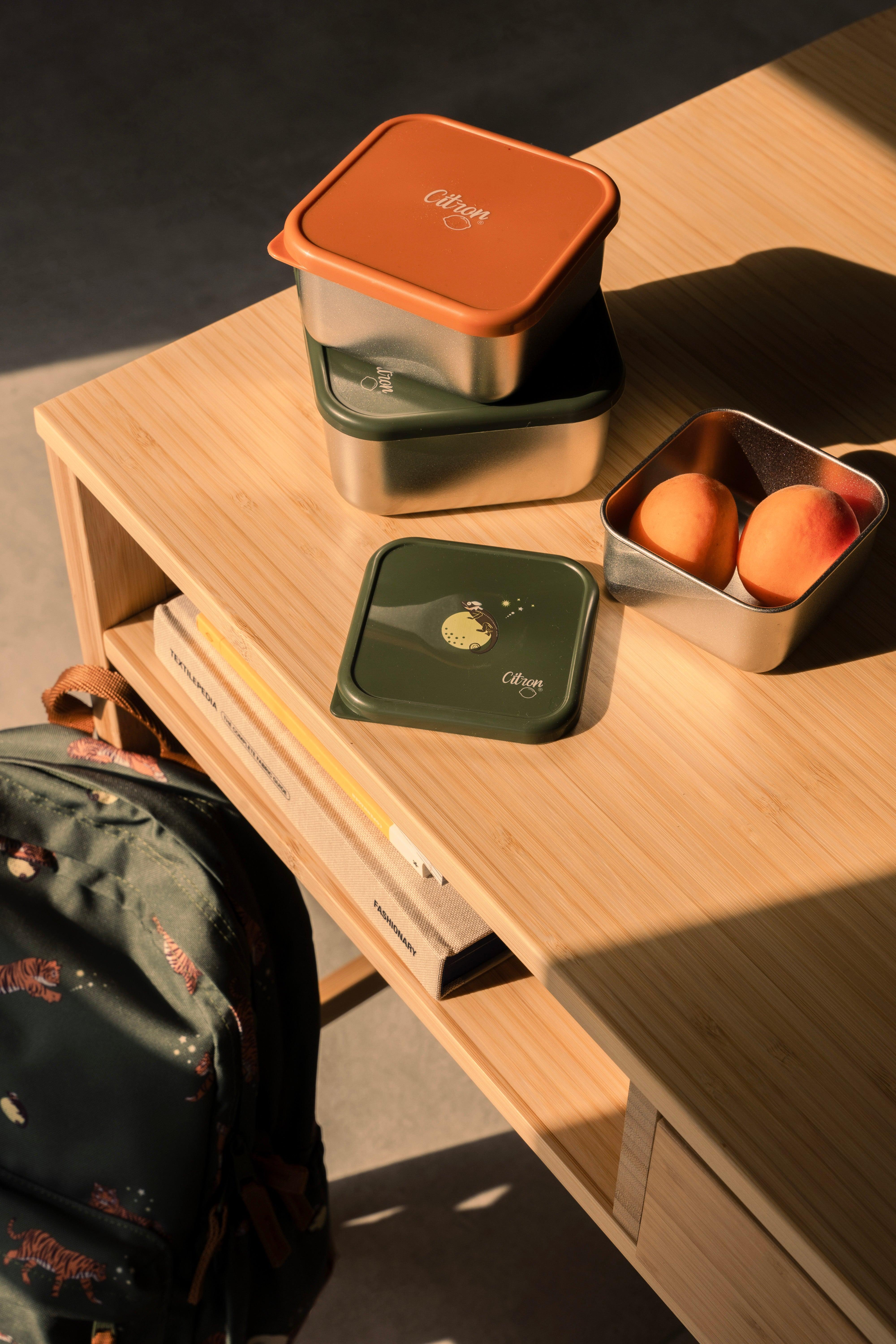 Citron Stackable Stainless steel Lunchbox Set of 3 | The Nest Attachment Parenting Hub