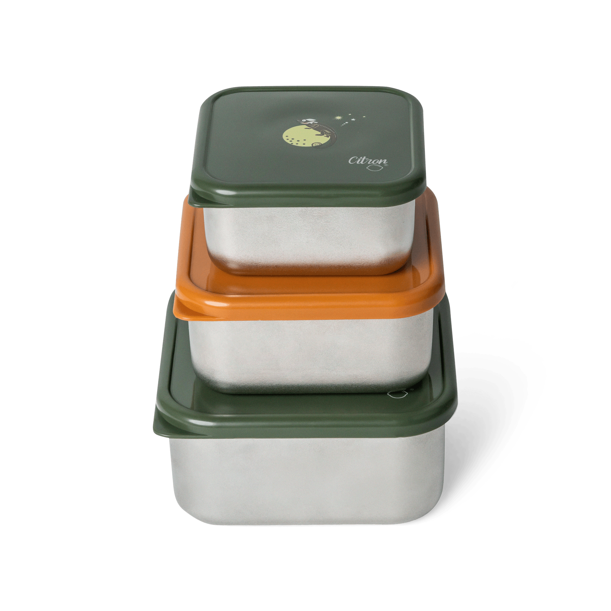 Citron Stackable Stainless steel Lunchbox Set of 3 | The Nest Attachment Parenting Hub