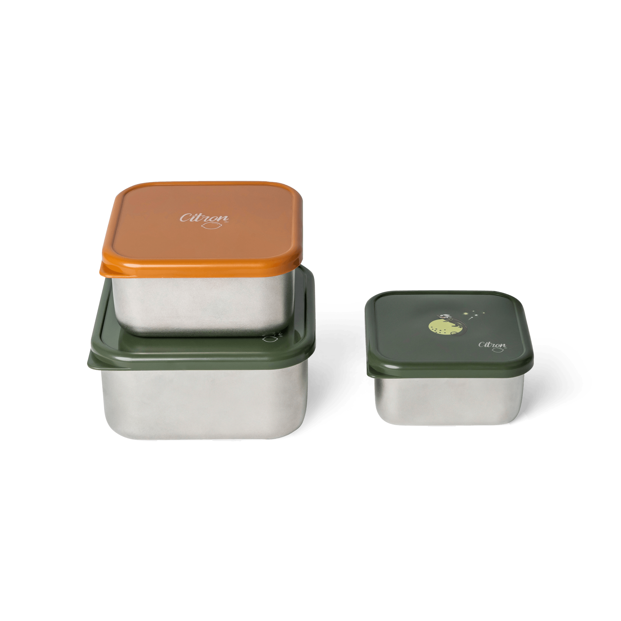 Citron Stackable Stainless steel Lunchbox Set of 3 | The Nest Attachment Parenting Hub