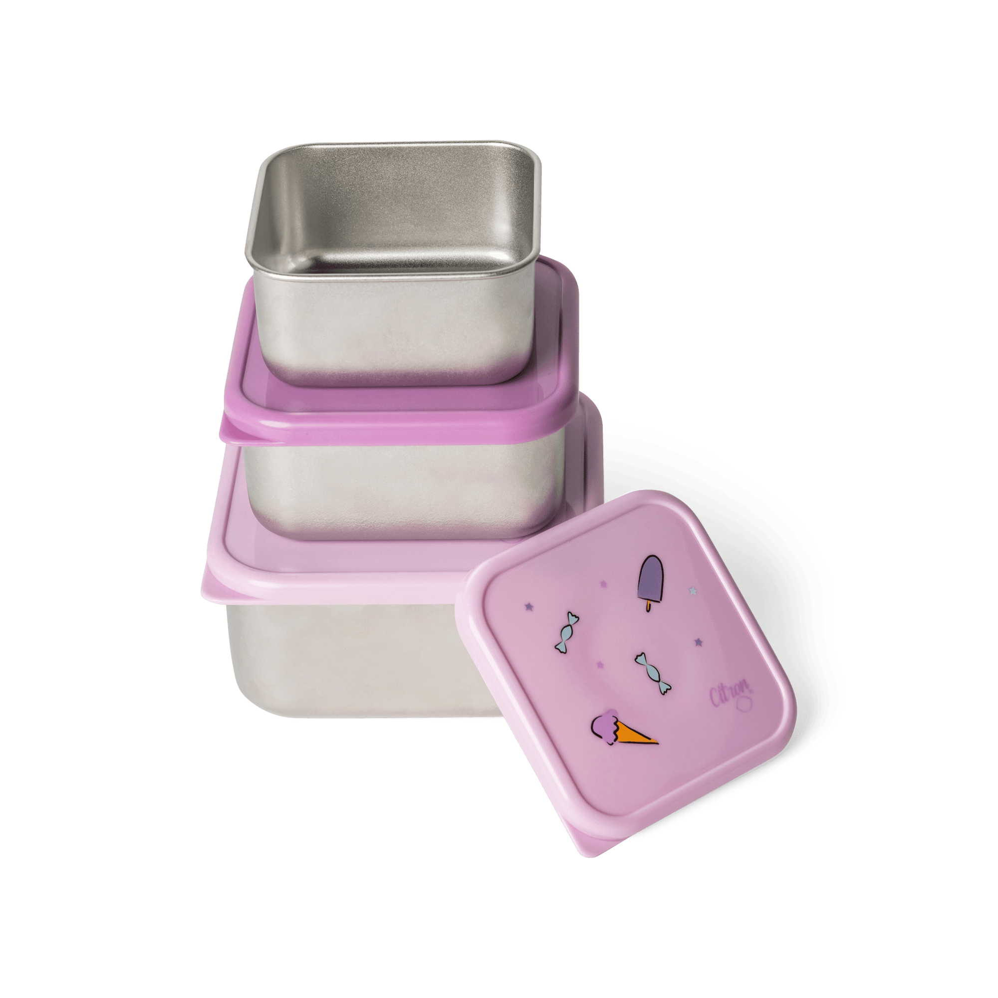 Citron Stackable Stainless steel Lunchbox Set of 3 | The Nest Attachment Parenting Hub