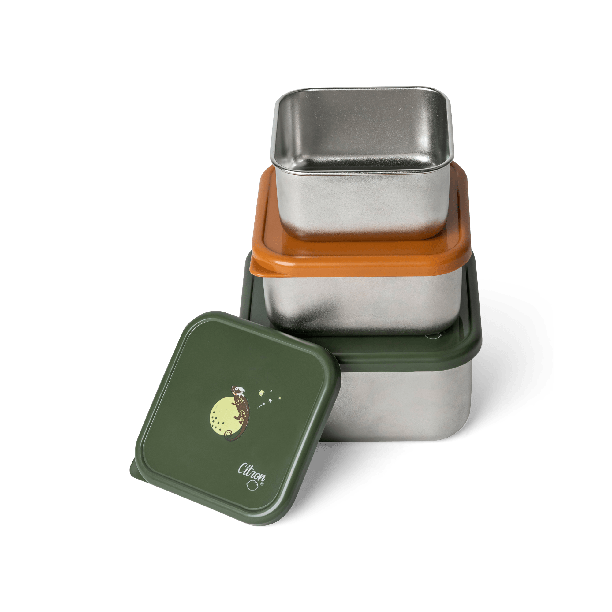 Citron Stackable Stainless steel Lunchbox Set of 3 | The Nest Attachment Parenting Hub