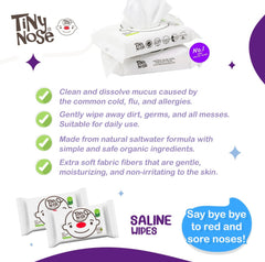 Tiny Nose Baby Saline Wipes Unscented 0m+