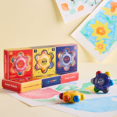 Flower Monaco Pocket Crayons 6-in-1 (3 Pack Set)