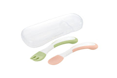 Richell TLI Easy grip Spoon & Fork Set with Case 7m+ | The Nest Attachment Parenting Hub