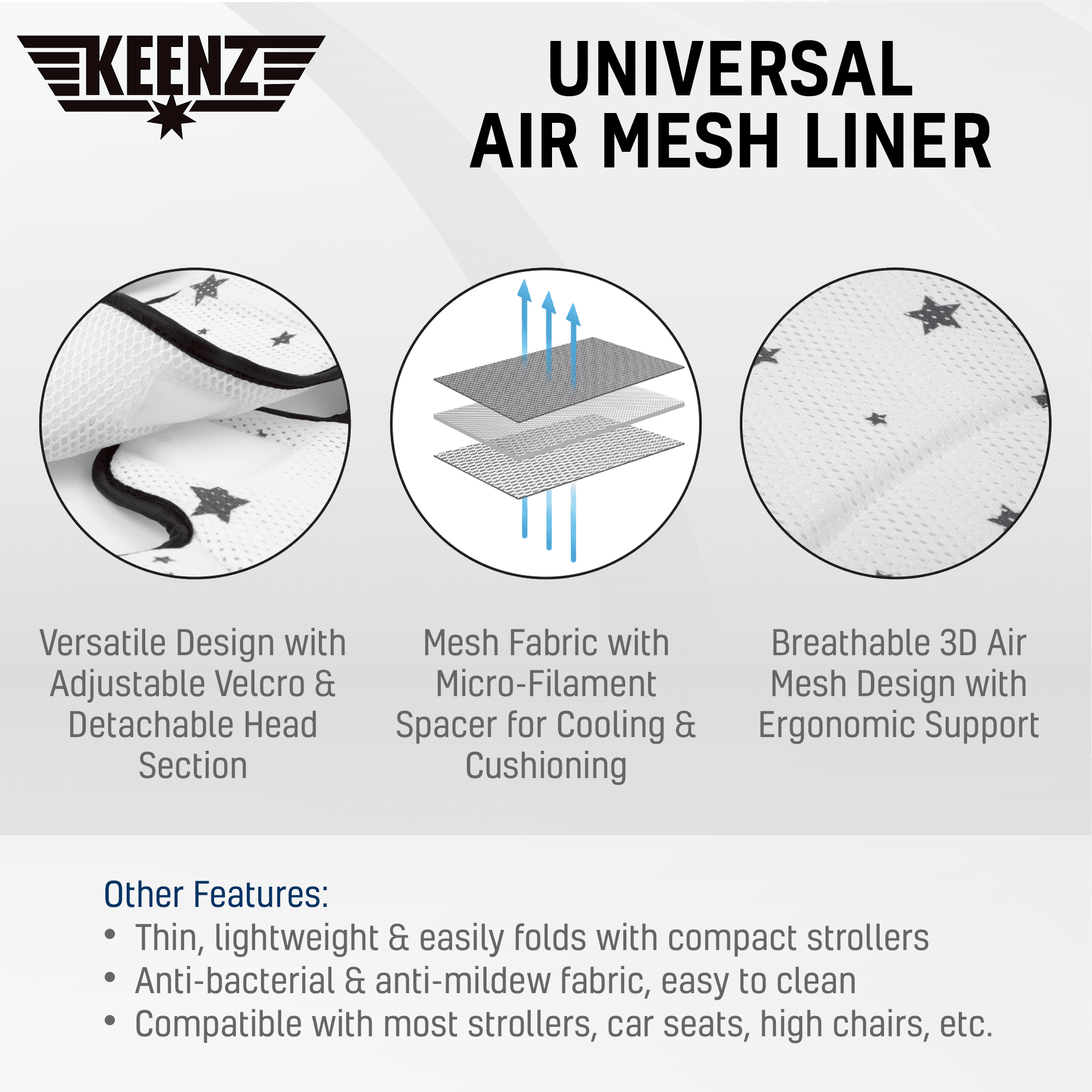 Keenz 3D Air Mesh Infant Support Seat Liner | The Nest Attachment Parenting Hub