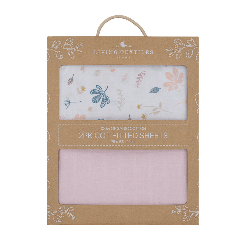 Living Textiles Organic Muslin 2-pack Cot Fitted Sheets | The Nest Attachment Parenting Hub