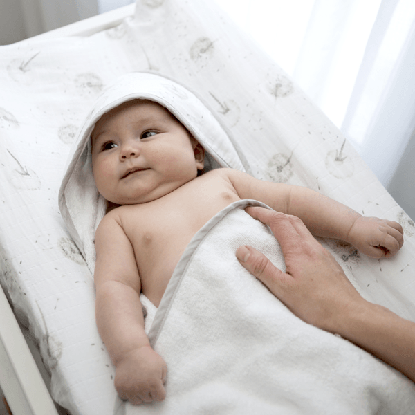 Living Textiles Organic Muslin Hooded Towel | The Nest Attachment Parenting Hub
