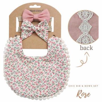 Blooming Wisdom Chic Bib & Bows Set - Rose | The Nest Attachment Parenting Hub