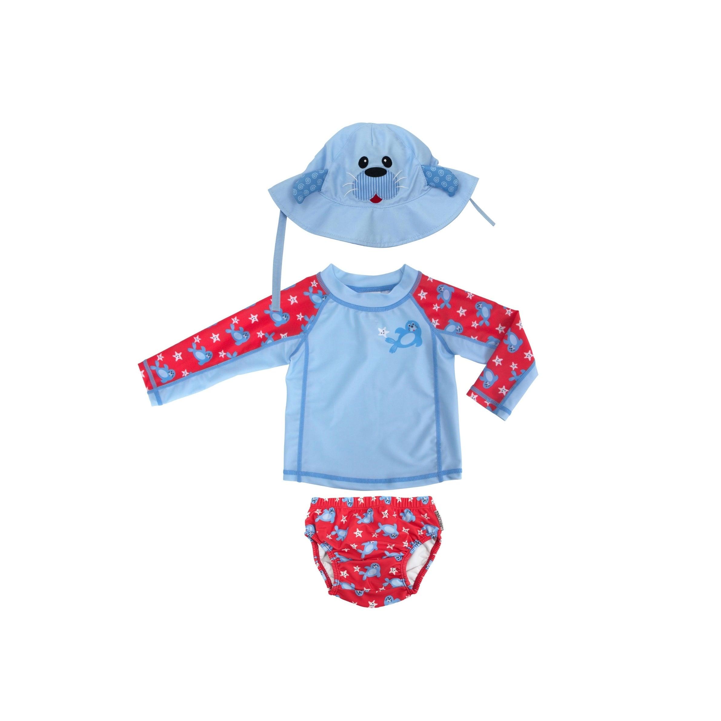Zoocchini UPF50 3-Piece Swim Set (Sunhat, Rashguard & Diaper Set) | The Nest Attachment Parenting Hub