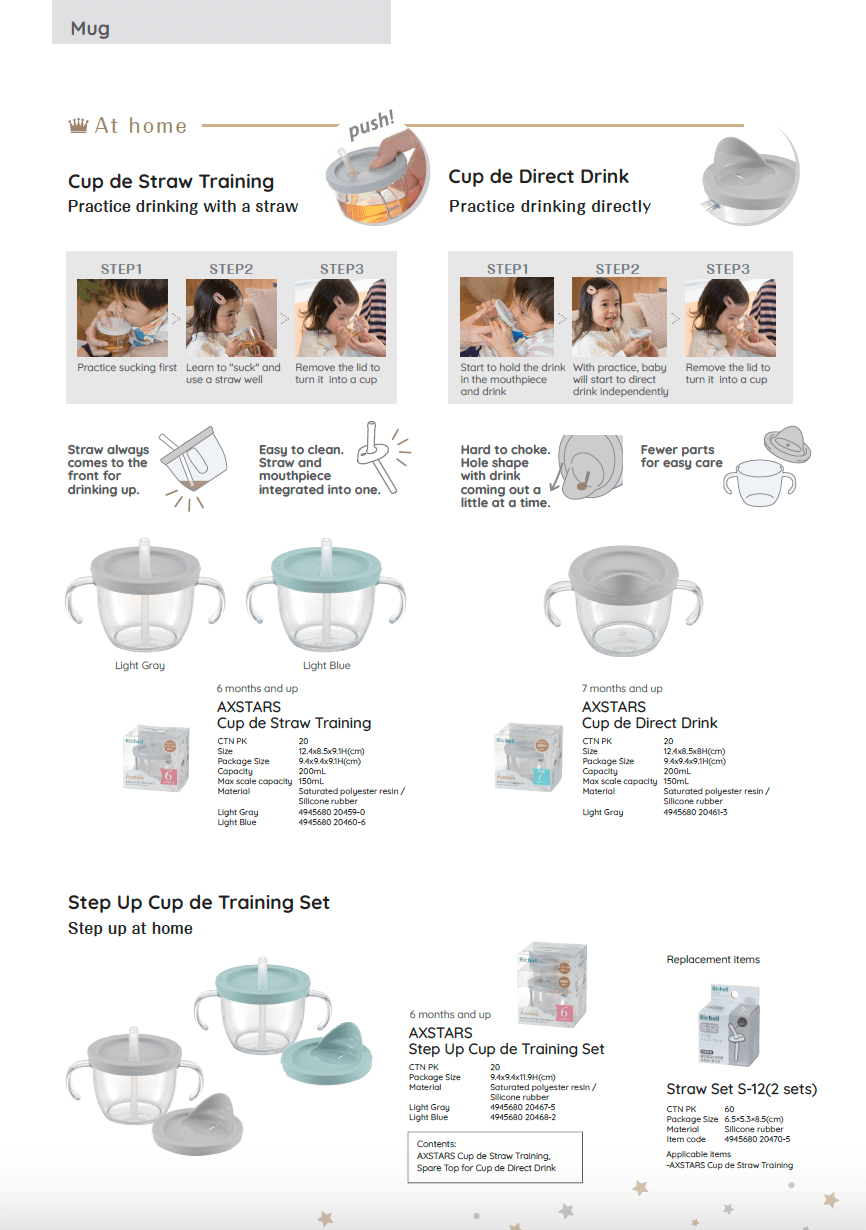 Richell Axstars Step Up Cup de Training Set 6m+ | The Nest Attachment Parenting Hub