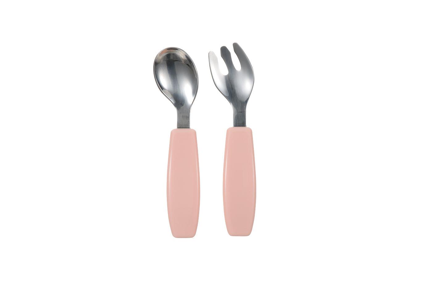 Richell TLI Stainless Steel Easy Grip Spoon & Fork w/ Case 7m+ | The Nest Attachment Parenting Hub
